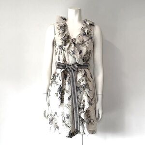 Anthropologie,Theme,floral button down dress w/ reversible belt and pockets, S